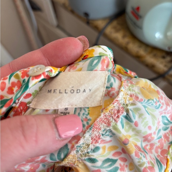 MELLODAY Vibrant Floral Midi Dress Ruffled Women’s Small Style #GCD185338-RM - Picture 4 of 5